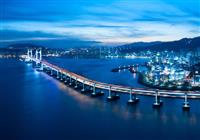 Severná a Južná Kórea - Pohľad na nočný Busan a jeho záliv - 3