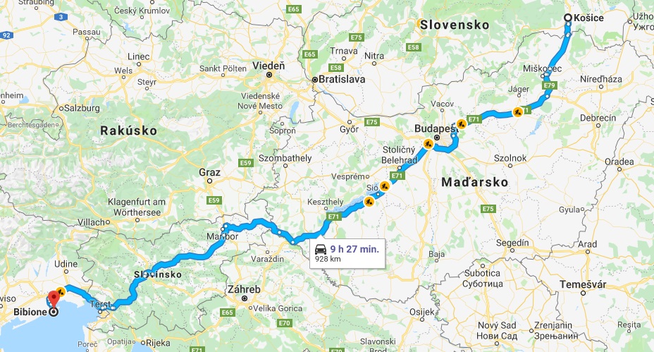 autom do Talianska cez Maďarsko